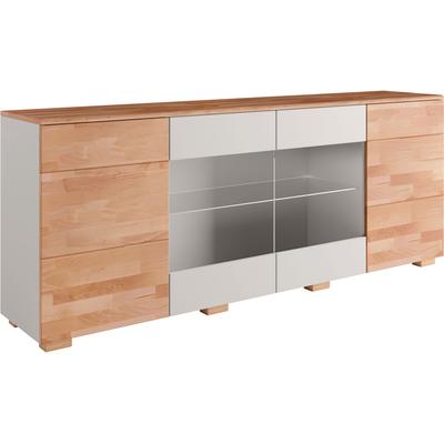 Sideboard OTTO HOME "Citra teilmassiv", grau (kernbuche und grau), B:200cm H:80cm T:40cm, Sideboards, Sideboard, Breite 200cm,moderne grifflose Optik mit push to open Funktion