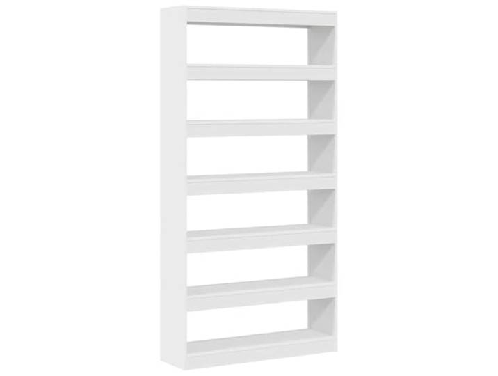 HKTMGDNG Standregal Weiß 100x30x198 cm Holzwerkstoff mit 6 Fächern Schlankes Raumwunder für Wohnzimmer, Schlafzimmer und Büro mit 6 offenen Ablageflächen für Dekoration.