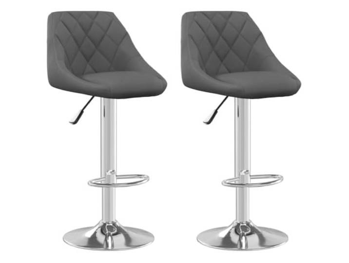 POUFGDR Barhocker, Velours, Dunkelgrau, 2-teilig, mit Fußstütze Robuster verchromter Stahl, Gashebefunktion, 360 ° drehbar, Tragkraft 110 kg pro Sitz, weicher Samt