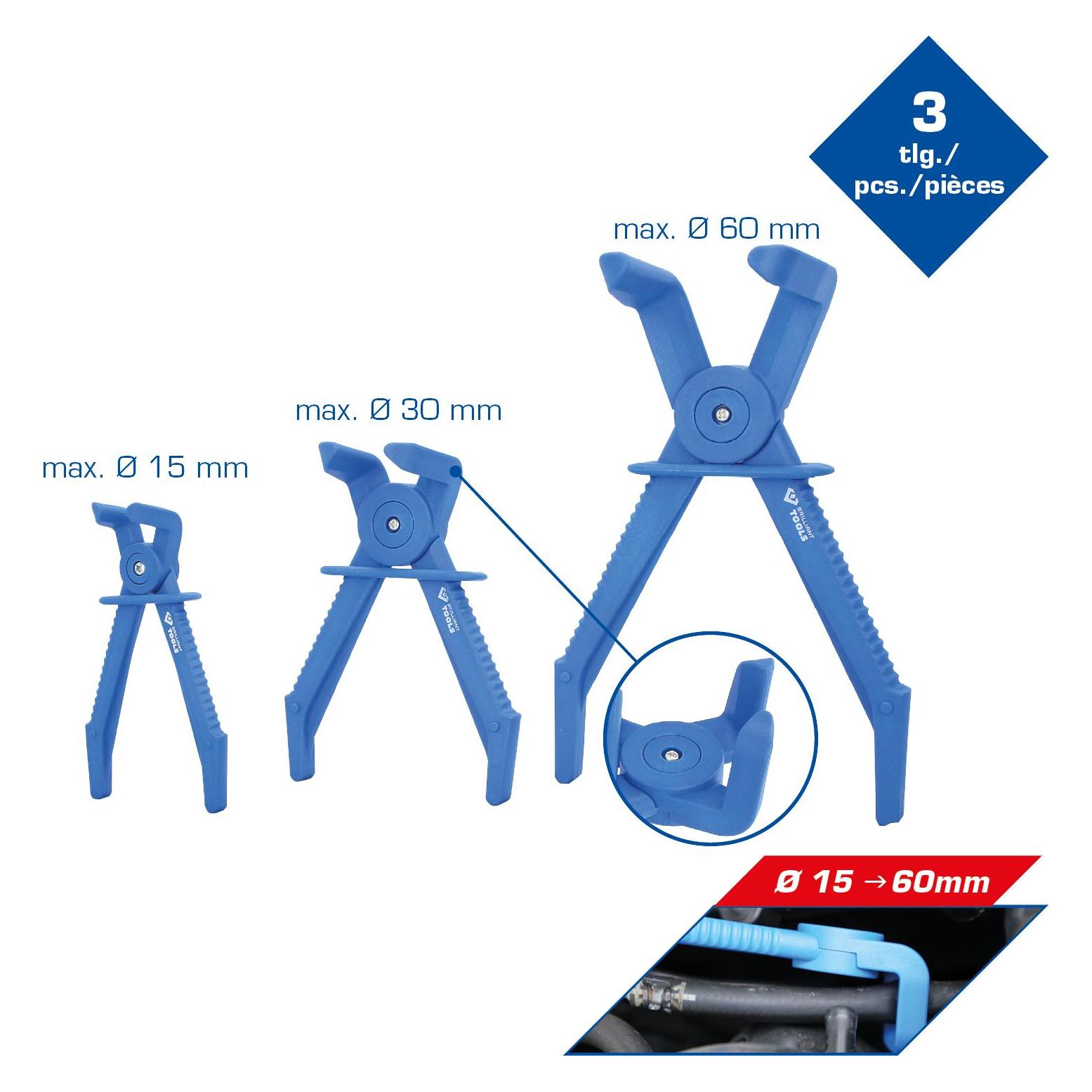 Brilliant Tools Schlauch-Abklemm-Zangen-Satz, 90° abgewinkelt, 3-tlg (352 mm) (BT521015)
