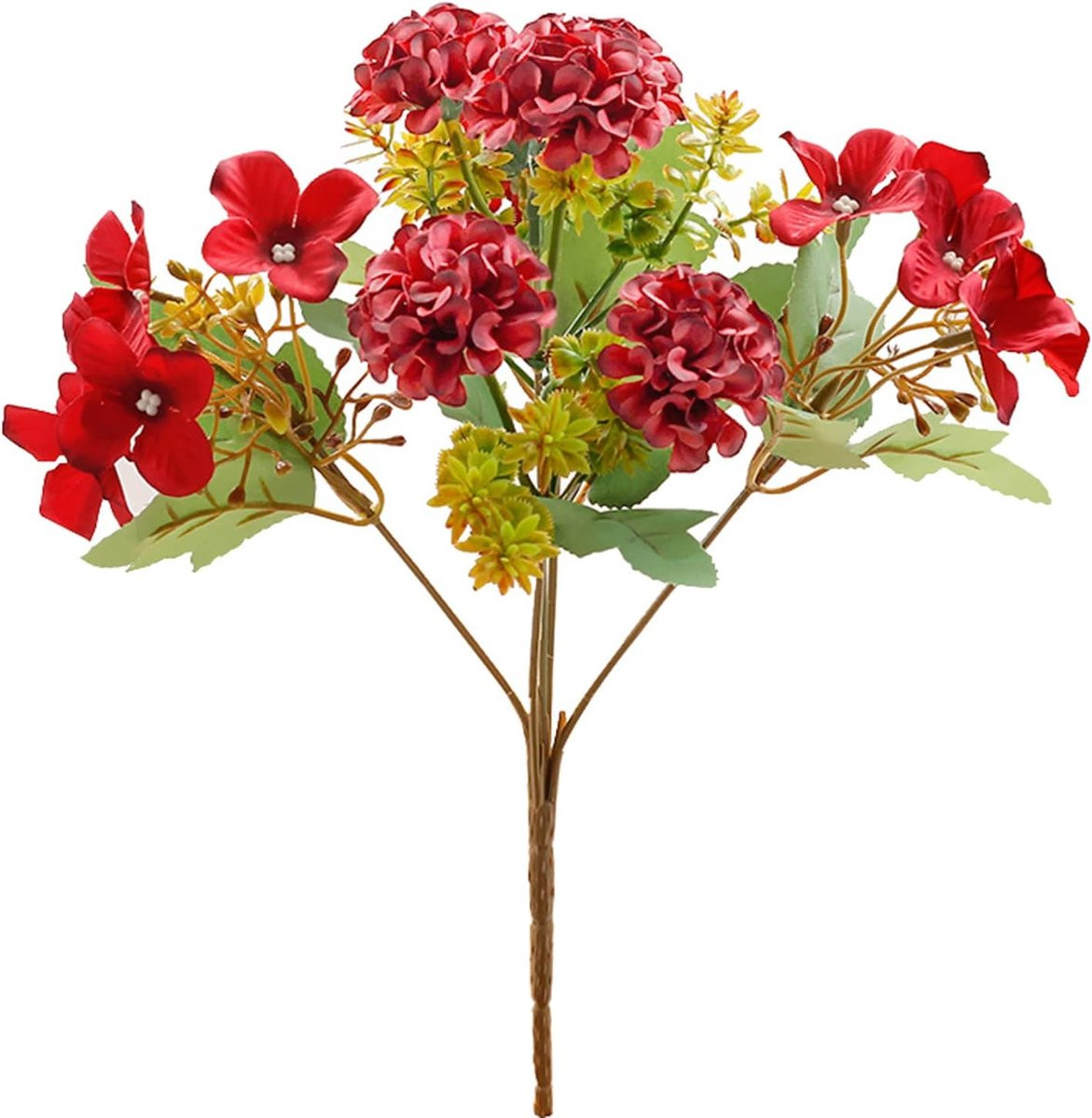 Kunstmatige Hydrangea Bloemen Rood - 30 cm - Decoratieve Nep Bloemen voor Thuis en Bruiloften