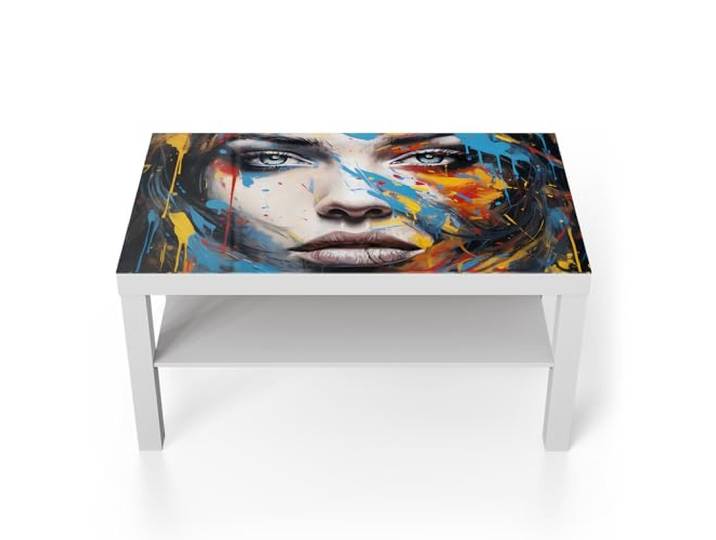 DEQORI Glastisch weiß groß 90x50 cm Motiv Seelensymphonie ausgefallener Beistelltisch aus Glas Hochglanz Couchtisch fürs Wohnzimmer moderner Couch Tisch mit Design