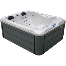 Eclipse Outdoor SPA Whirlpool NIDO Grau mit Holzmaserung 200 x 160 cm für 3 Personen, Whirlpool: Whirlpool + Abdeckung + Einstiegstreppe
