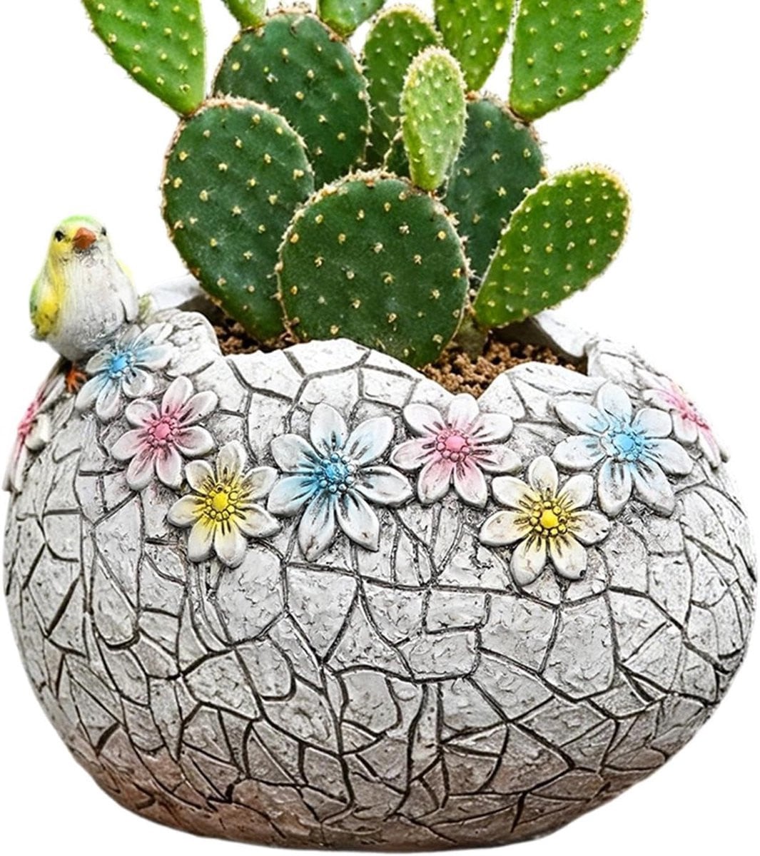 Decoratieve Plantenpot Eierschaal - Weerbestendige Hars - Multicolor - 22 cm