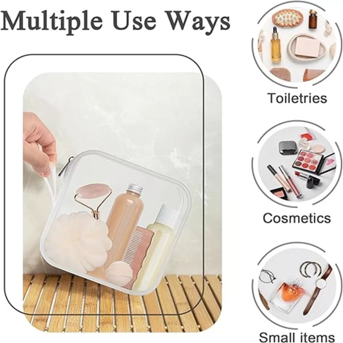 INF Weiße Silikon Make-up Tasche Tragbarer Reise Kosmetik Organizer
