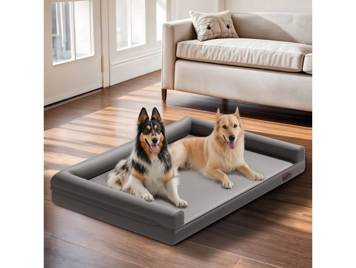 Lit orthopédique extra large pour chien, canapé pour chien en microfibre et cuir, lit apaisant imperméable avec housse amovible