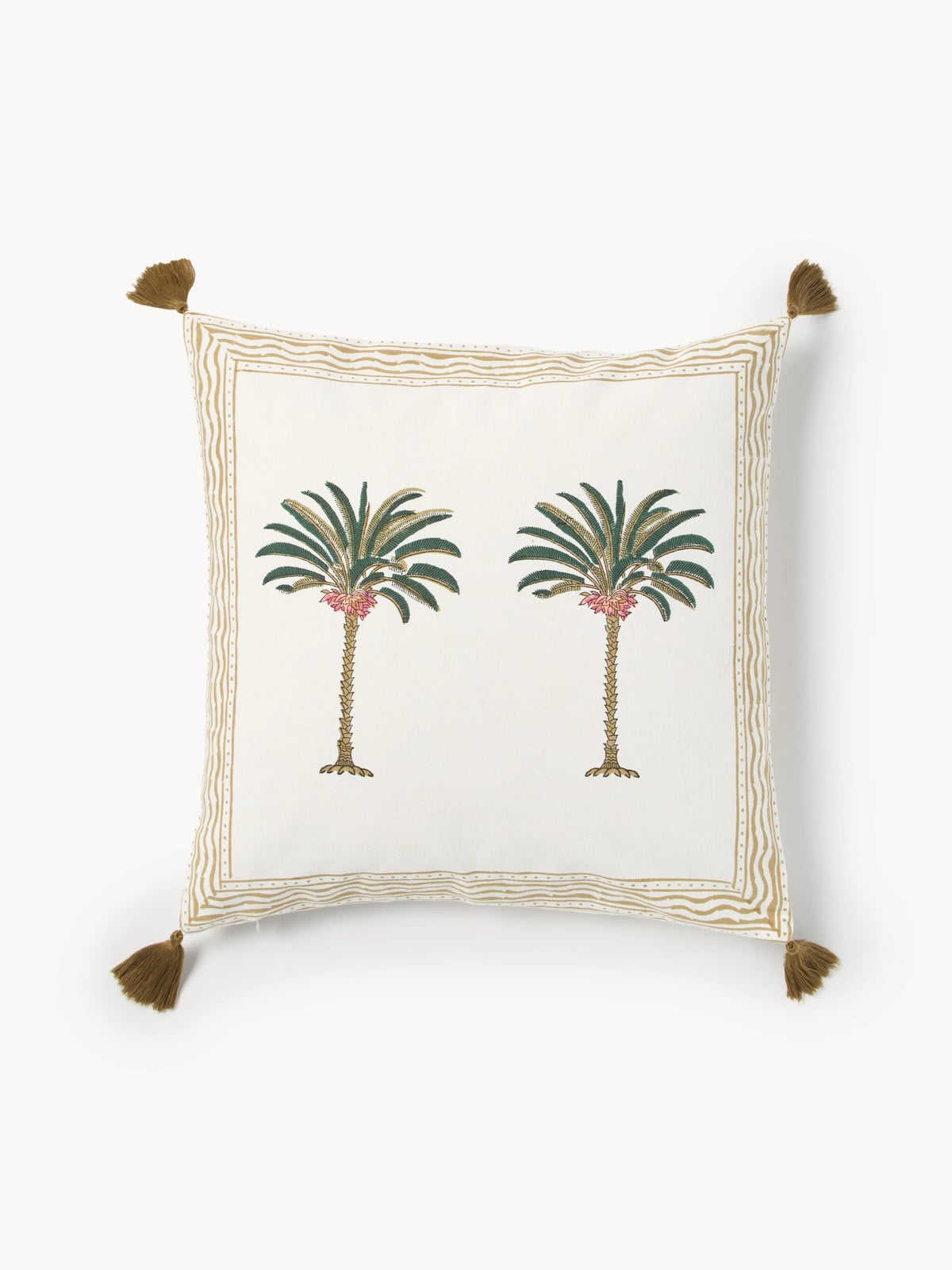 Handbeschilderde katoenen kussenhoes Tropical voor volwassenen