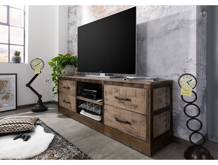 Meuble TV 180x40 Manguier laqué Brun HEAVY INDUSTRY #239