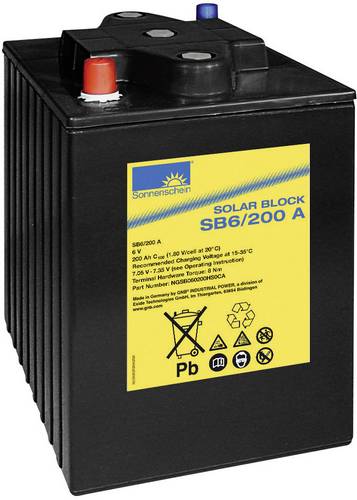 GNB Sonnenschein Solar-Block SB6/200A NGSB060200HS0CA Solarakku 6V 200Ah Blei-Gel (B x H x T) 24.6 x 27.5 x 19.2cm Konuspol