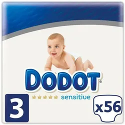 Dodot SENSITIVE T3 pañales 6-10 kg 56 uds (Tragepack, 56 Stk.)