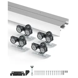 VEVOR Schiebetür-Beschlagschienensatz Schiebetürsystem 1524 mm, Doppelschienen Schiebetürsystem aus Aluminiumlegierung, passende Türbreite 775 mm x 2, Schiebetürbeschlag 68 kg belastbar
