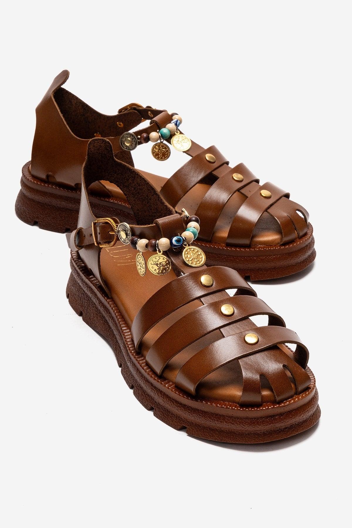 Solis Leder-Sandale mit Perlen