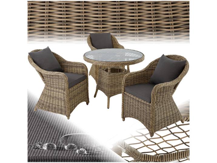 Aluminium Rattan Sitzgruppe Zürich 3+1 - natur