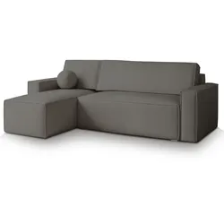 ECKSOFA RAVELO P Grau Kordstoff mit Schlaffunktion