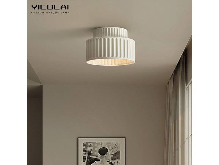 Plafonnier LED pour couloir, lampe pour salle d'étude, cuisine, décoration intérieure, luminaires nordiques, style Wabi Sabi, couleur crème