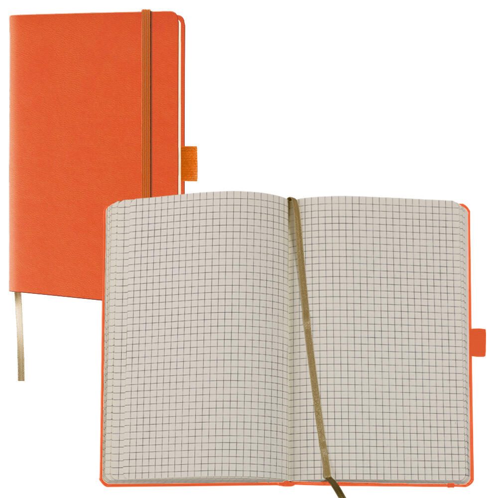Lediberg Notizbuch ca. DIN A6 kariert orange, 192 Seiten Q22 25-452