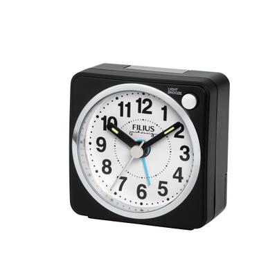 Quarzwecker FILIUS ZEITDESIGN, schwarz, Wecker, Wecker, Reisewecker, Schlafzimmer, Leuchtzeiger,schleichende Sekunde