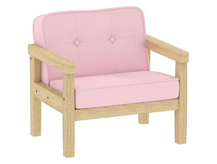 Fauteuil pour enfants Aiyaplay avec tissu velours côtelé doux et structure en bois rose