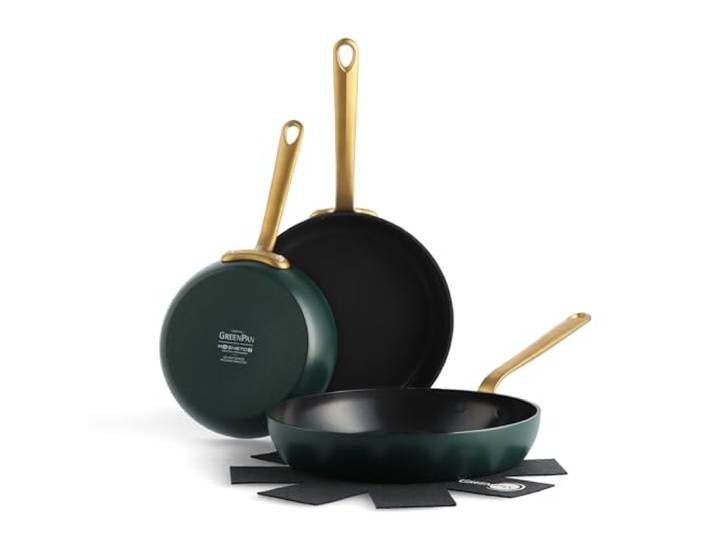 GreenPan Craft 3-teiliges Bratpfannen-Set, 20,3 cm, 24,1 cm und 27,9 cm Bratpfannen, PFAS-freie Keramik-Antihaftbeschichtung, Induktionsfertiges Kochgeschirr, langlebig, harteloxiert, spülmaschinen