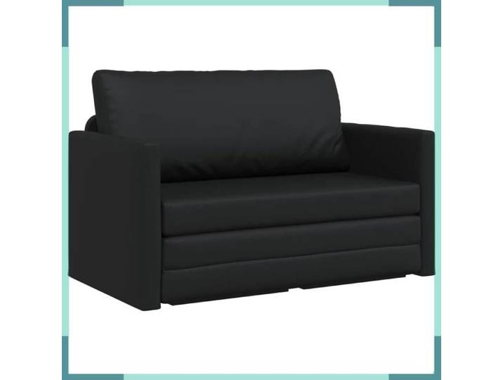 FHE Canapé-Lit Simili - Cuir - Amovible - Intérieur - Noir - 124x71x78 cm