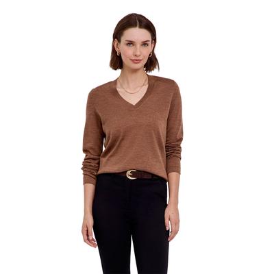 Strickpullover FALKE "Pure Merino Wool", Damen, Gr. XS, braun (nut meliert (5037)), Pullover Strickpullover