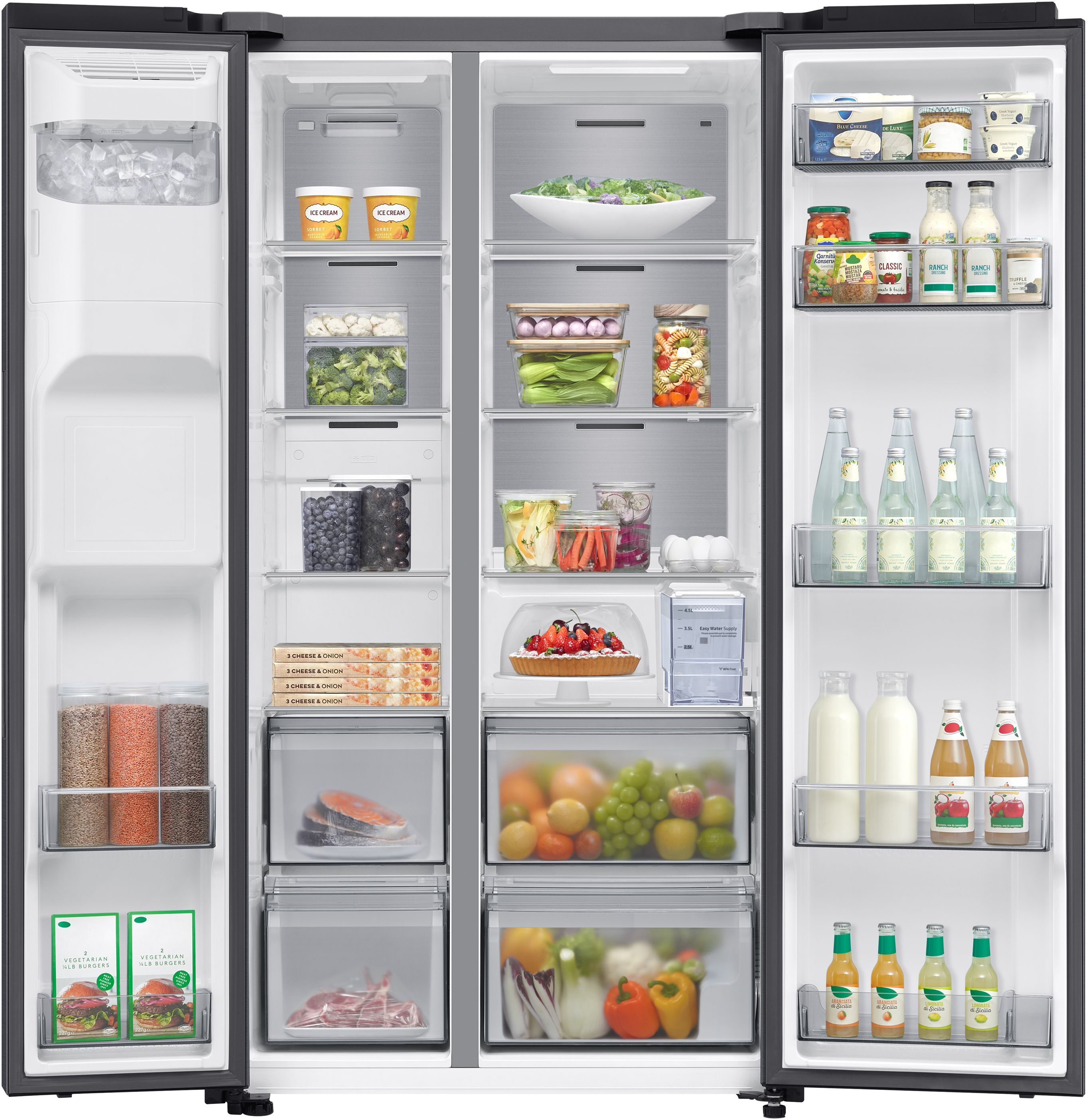 SAMSUNG Side-by-Side "RS70F65KETEF", Energieeffizienz: E (A-G), silber (schwarz steel), B:91,2cm H:178cm T:72,6cm, Kühlschränke, Topseller