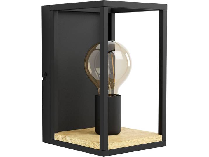 Eglo Wandlampe Libertad Schwarz, braun Holz/Stahl B 16.5 cm