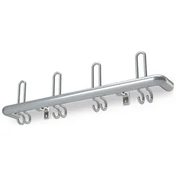 HP Autozubehör, Kleiderhaken + Wandgarderobe, Wandgarderobe Aluminium F1 naturfarbig 3 Hut-/6 Mantelhaken Länge 600 mm Hakenabstand 200 mm