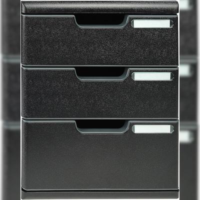 Exacompta 325414D 1x Schubladenbox MODULO A4, 3 geschlossene Laden - Schwarz