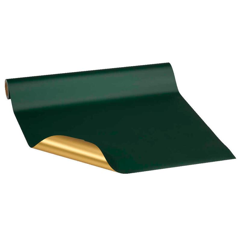 JUNG SCHÖNER VERPACKEN Geschenkpapier Vollton 50,0 cm x 20,0 m, grün/gold PR015153