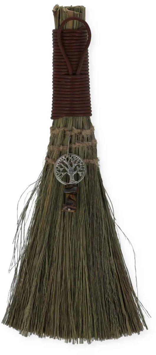 Phoenix Import Mani Bhadra Heksenbezem Tree of Life met tijgeroog chips 20 x 10 cm
