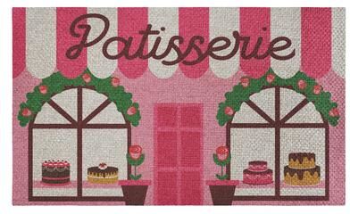 Stupell Patisserie Shop Windows Sisal Door Mat,18x30