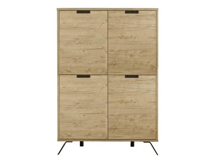 PALAMO - Buffet Haut 4 Portes Aspect Pieds Métal Gris Foncé