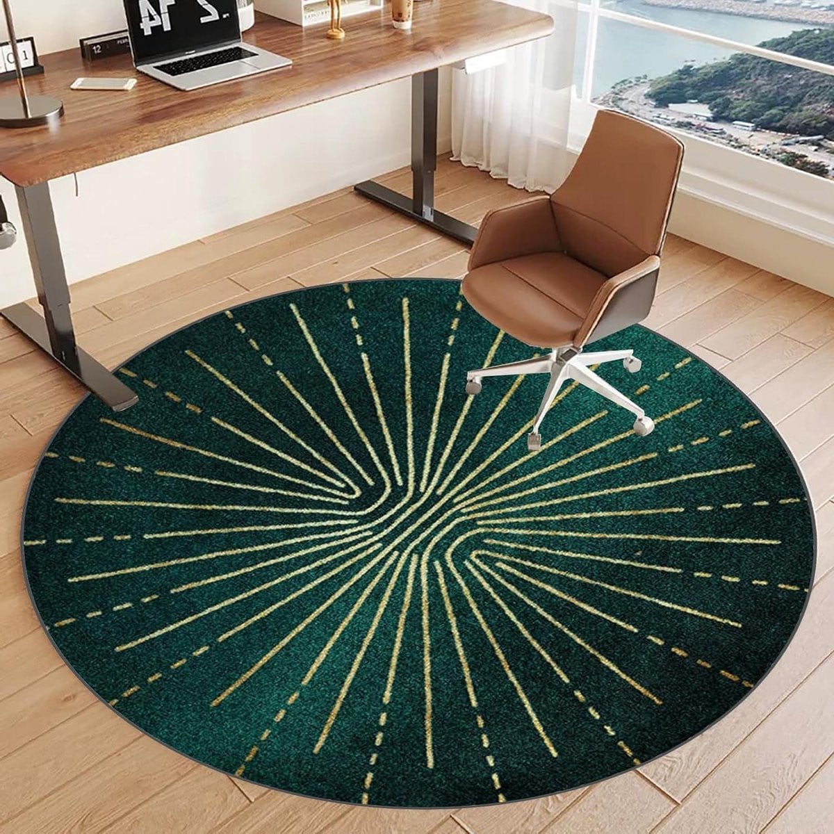 Merkloze ronde vloerbeschermer voor bureaustoel, antislip, grijs, diameter: 100 cm