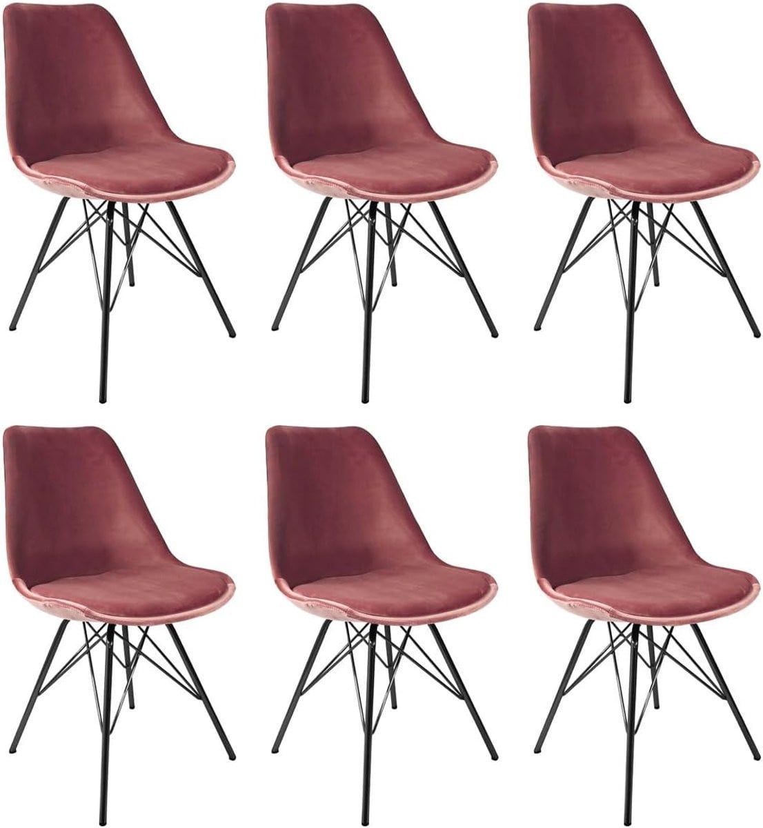 Set van 6 Kick kuipstoelen Velvet - Roze