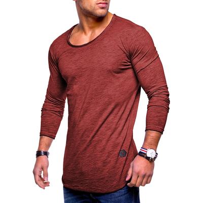 Langarmshirt BEHYPE "Dust L/S", Herren, Gr. M, rot (weinrot), 100% Baumwolle, unifarben, Shirts Langarmshirt, mit weitem Halsausschnitt