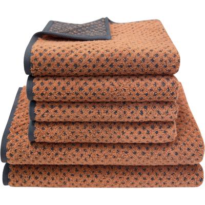 Handtuch Set DYCKHOFF "Golden Shades Rhombus", braun (kupferfarben), 6 Stk., Walkfrottier, Walkfrottier, Obermaterial: 100% Baumwolle, Handtuch-Sets, Kuschelig weich; 4 Handtücher (50x100cm), 2 Duschtücher (70x140cm)