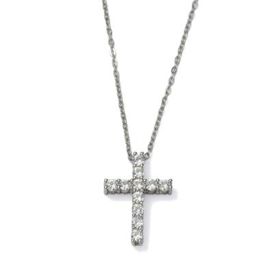 Kette mit Anhänger "Schmuck Geschenk Kupfer Halsschmuck Halskette Kreuzanhänger", silber (silberfarben, kristallweiß), ANISTON JEWELRY & WATCHES, Halsketten, Damen, Kupfer, L: 45 B: 2mm, Made in Germany - mit Glasstein, B:2mm