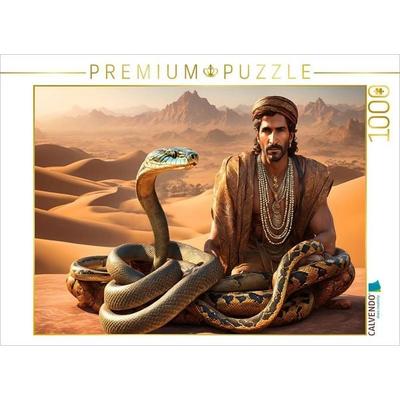 CALVENDO Puzzle Tanzende Schlange fixiert ihren Meister | 1000 Teile Lege-Größe 64x48cm Foto-Puzzle für glückliche Stunden