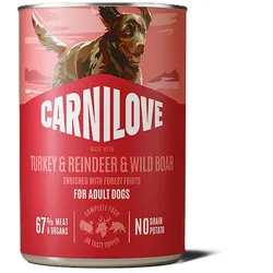 Carnilove Dog Paté 12 x 400g-Dose Hundenassfutter Pute & Rentier 12 x 400g