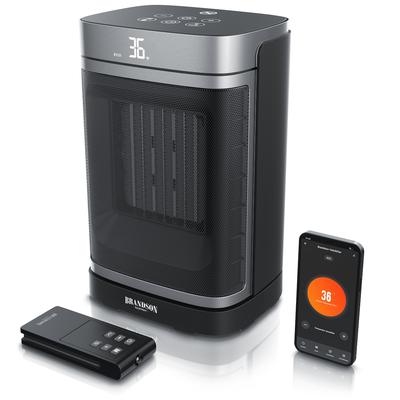 Brandson WLAN-Keramikheizlüfter 1500 W mit App-Steuerung, Fernbedienung, ECO-Modus, Thermostat, Oszillation, Timer und LED-Display