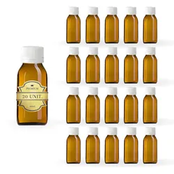 Espírito rebelde 20x Leere Braunglasflaschen à 60 ml mit Kunststoffdeckel – Flaschen für ätherische Öle und Kosmetika