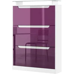 SCHUHSCHRANK Space Brombeer Hochglanz / Weiß Hochglanz