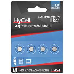 HyCell Knopfzelle LR41 1.5 V 4 St. 30 mAh Alkali-Mangan AG3 1516-0025