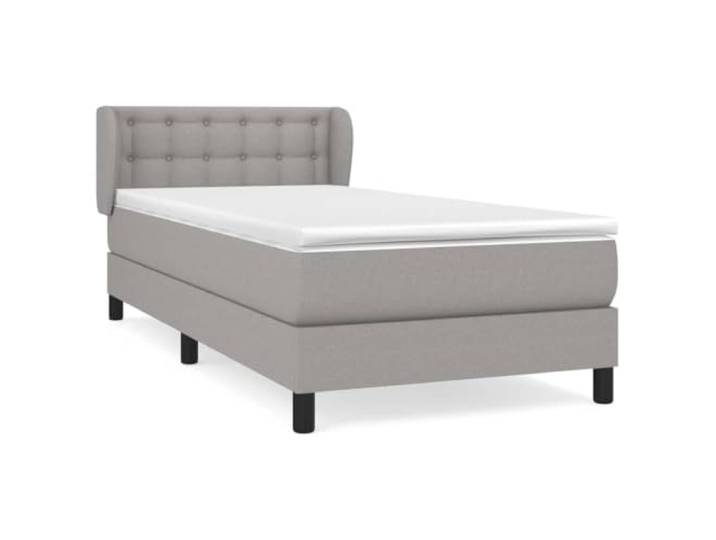 PUGYNBK Boxspringbett, Matratze, Stoff, Hellgrau, 100 x 200 cm Verstellbares Kopfteil, Taschenfederkerne, mittlere Festigkeit, atmungsaktiv