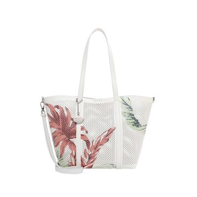 Shopper TAMARIS "Shopper TAS Kendra", Damen, Gr. B/H/T: 48cm x 29,5cm x 13cm 0, weiß (weiß 300), Polyurethan, Taschen Shopper