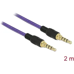 Delock Klinkenkabel 3,5 mm 4 Pin Stecker zu Stecker 2 m violett