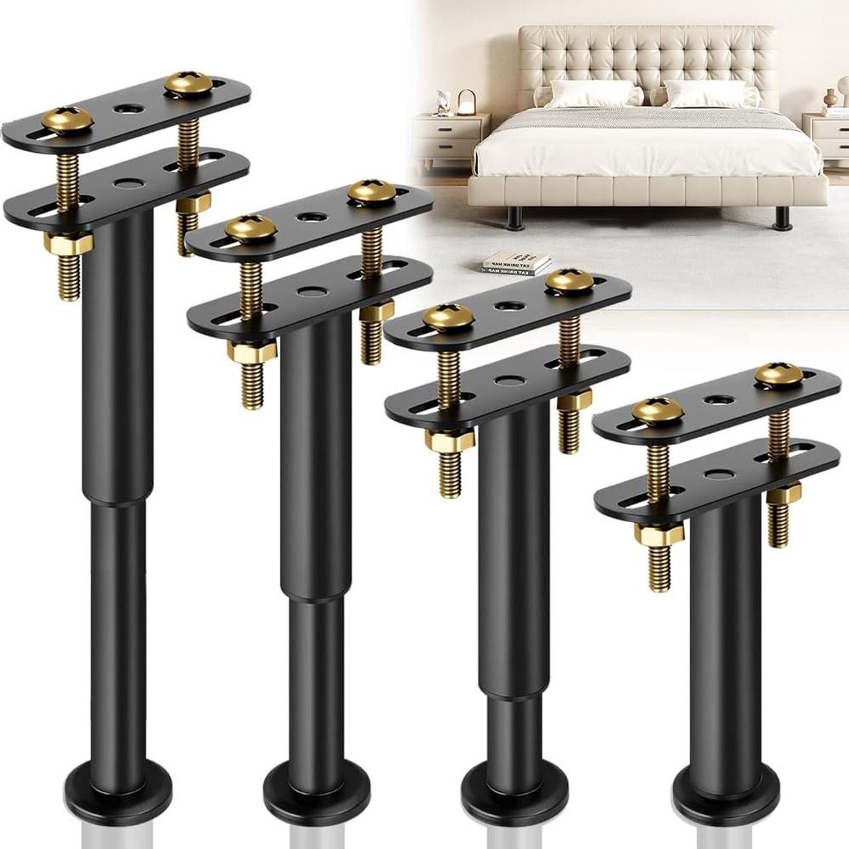 Verstelbare metalen bedpoten voor het stabiliseren van meubels, 18-32 cm