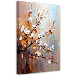 LEINWANDBILD Zarte Blätter Blumen auf Zweigen 40x60cm