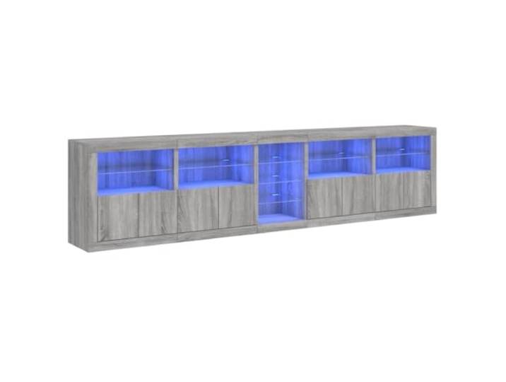 vidaXL Sideboard mit LED-Leuchten Grau Sonoma 283x37x67 cm